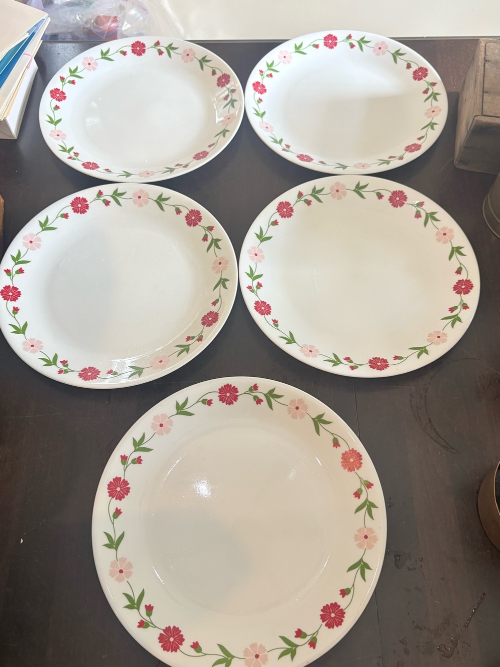 5 Vintage Corelle Spring Pink Dinner Plates - Picture 3 of 3
